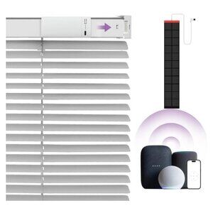 Motorized Smart Blinds Remote Control Solar Powered Cordless 45”W x 54”H Silver